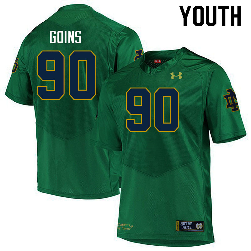 Youth #90 Eric Goins Notre Dame Fighting Irish College Football Jerseys Stitched-Green